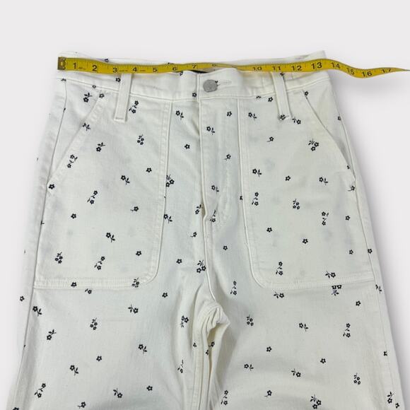 J.Crew Straight-Leg Crop Jean in White Ditsy Floral Size 26 - Picture 8 of 10